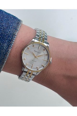 Ferrucci Fc60783 Retro Model Çelik Jübile Kordon Sade Şık Kadın Kol Saati Altın - Gümüş