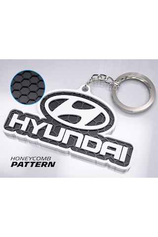 Markanıza Özel Petek Desenli Hyundaı Yazılı Logolu 3d Anahtarlık