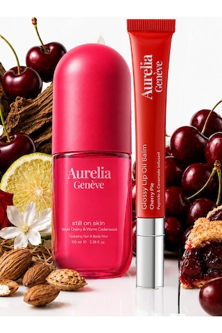 Wear Your Cherry Glow - Peptit & Seramid İçeren Nemlendirici Kiraz Kırmızı Lip Balm & Kadifemsi Vişne Ve Sıcak Sedir Ağacı Kokulu Saç & Vücut Misti