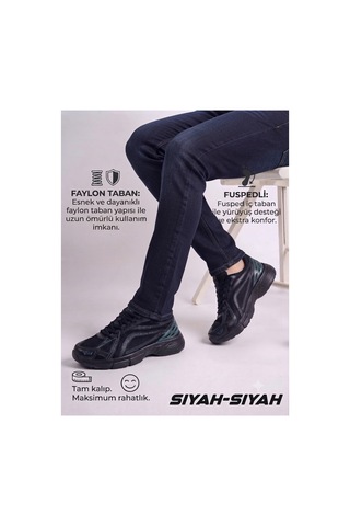Fıero Mıen Unisex Rahat Günlük Sneaker Spor Yürüyüş Ayakkabı Siyah Siyah