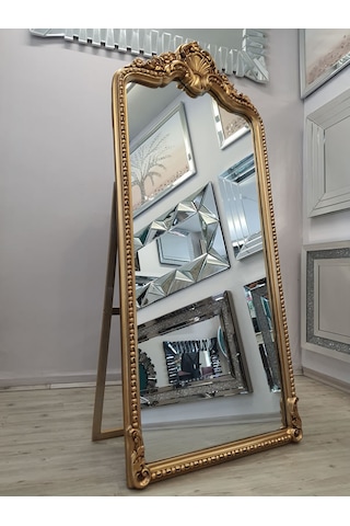 Ayna Denizi Princess Gold Model Altın Renk Dekoratif Ayaklı Boy Aynası Altın
