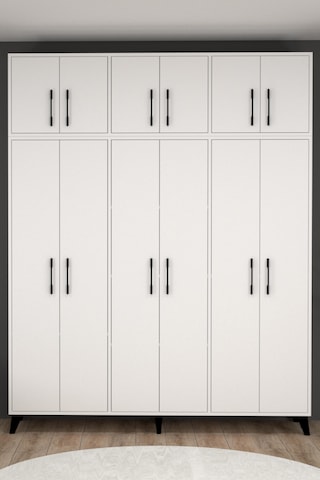Diva 12 Kapaklı Modern Beyaz Gardırop Xl