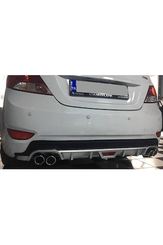 Hyundai Accent Blue Uyumlu Siyah Difüzör Difizör Yuvarlak Egzoz Görünüm Kulaklı Tip 2010 - 2018