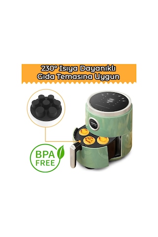İndecor Houseware Airfryer Silikon Muffin Kek Kalıbı 7 Gözlü Hava Fritözü Kek Ve Çörek Pişirme Kalıbı Siyah Diğer