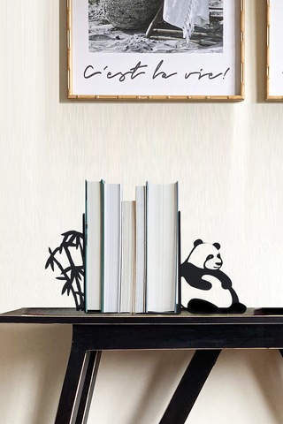 Hobi Demir Sanat Panda Figürlü Dekoratif Metal Kitap Tutucu