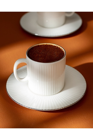 Madame Coco Verly 6 Kişilik 12 Parça Kahve Fincan Takımı - Beyaz/silver - 95 Ml 8684427234020 Çok Renkli