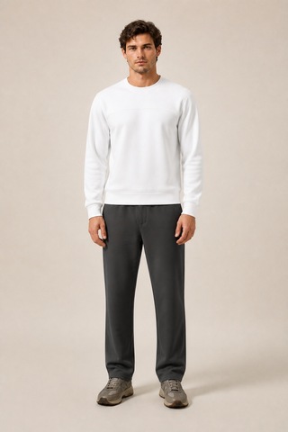 Redline Steni Yeni Sezon Erkek Regular Fit Kışlık Bisiklet Yaka Sweatshirt Beyaz