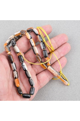 Galalit Arpa Kesim 7x12mm Tesbih -püskülsüz Kahverengi - Siyah