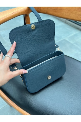 Mft Leather Hakiki Deri Kadın Çanta Viola 1524 Flother Mat Lacivert