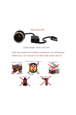 Honmex Araç Usb 5v'den 12v'ye Çevirici Kablosu - Gps, Dash Cam Ve Elektronik Köpek İçin 35cm, 2 Adet