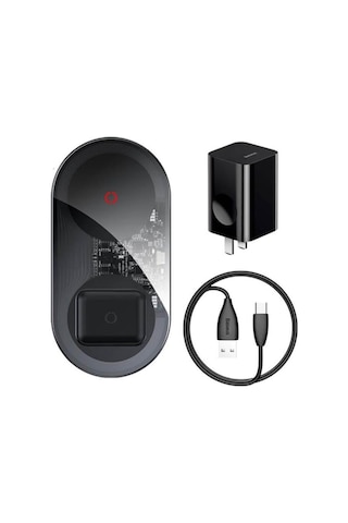 Baseus Simple 24W 2in1 Apple Uyumlu iPhone Airpods Amerikan Adaptörlü Kablosuz Şarj Cihazı