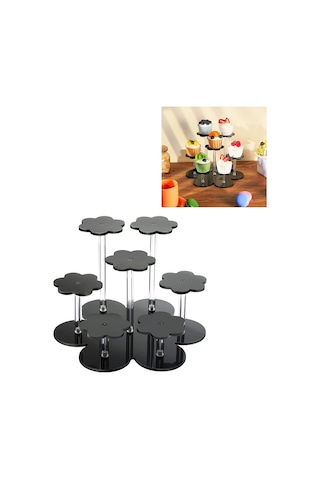 Sones Yx046 Akrilik Figür Sergileme Standı Cupcake Kozmetik Sergileme Standı Siyah Siyah