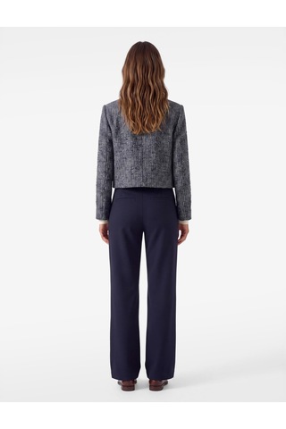 Koton Yüksek Bel Metal Düğme Aksesuarlı Cepli Regular Fit Geniş Paça Pantolon Lacivert 7wak40012uw