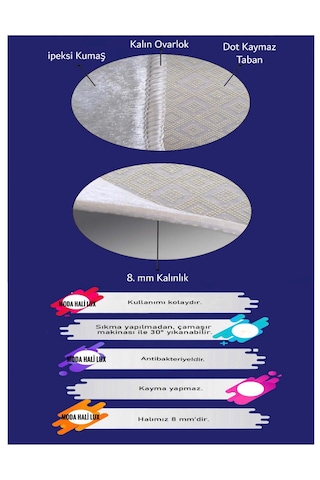 Kaymaz Tabanlı Yıkanabilir Halı Kilim Yolluk 251 Krem