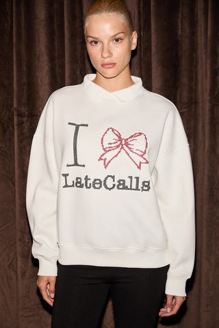 ETHIQUET SELFTEN Kadın Yumuşak Kumaş ı Po o Yaka Nakış Detay ı Ekru Sweatshirt L