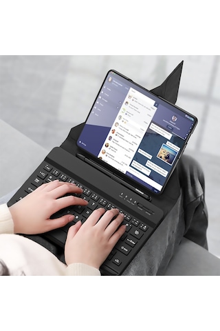 Samsung Uyumlu Galaxy Z Fold 3 Kılıf Standlı Klavye Kalem Bölmeli Kapak