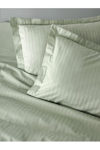 Cotton Box Elegant Stripe Saten Çift Kişilik Nevresim Takımı Adaçayı Adaçayı