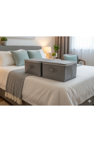 2'li Gri Çorap Hurcu Çok Amaçlı Dolap Içi Ve Çekmece Içi Düzenleyici 29x24x17 Cm Gri