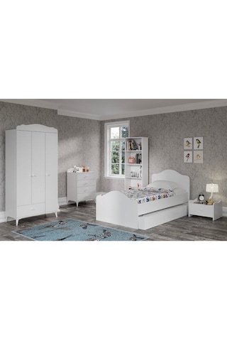 Baby Darling Kanguru Yavrulu Karyola 90x190cm Tekerlekli Yavru Yatak- Metal L Demir Destekli Beyaz %100 Mdf