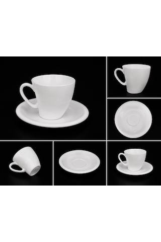 Corcuhome Curve Porselen 2 Li Tabaklı Kupa 4 Parça 200 Ml Beyaz