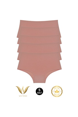 Wcreas Yüksek Bel Pamuklu Kadın Külot, 5'li Paket Pamuklu Yumuşak Kumaş Kadın Külot Vizon