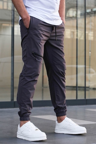 Madmext Füme Fermuar Detaylı Paraşüt Jogger Pantolon Füme
