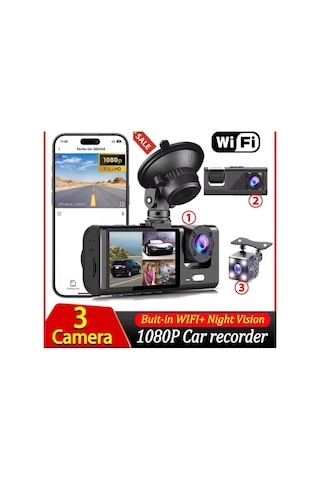 Cj Üç Kameralı Wi Fi Araç İçi Kamera - Gps Takip & G-sensor Özellikli Güvenlik Çözümü