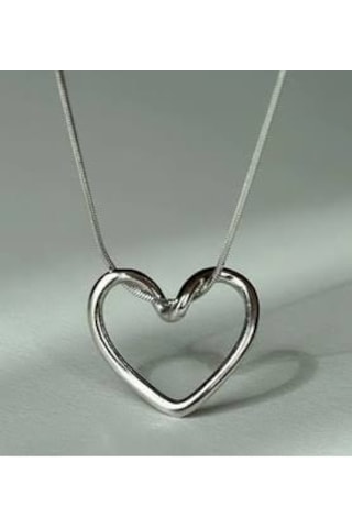 Stainless Steel Çelik Kolye Sade Kalp Gümüş