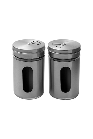 2 Adet Baharatlık Tuzluk Karabiberlik 3 Ayarlı Başlık, Cam Paslan