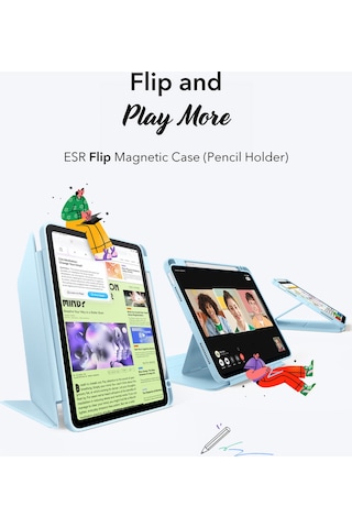 iPad Uyumlu  Air 10.9 İnç 4/5 4. Nesil/5. Nesil - Air 11 M2-m3/ 2024-2025 Flip Kalem Tutucu Kılıf Kapaklı Kılıf