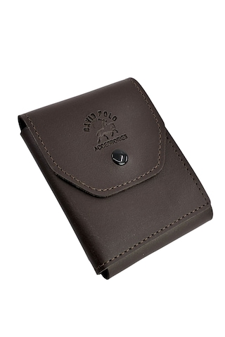 David Polo Hakiki Deri Bol Kartlıklı Kullanışlı Unisex Kartlık Cüzdan Acı Kahverengi