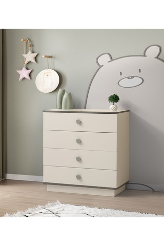 Çakıltaşı 4 Çekmeceli Şifonyer 85 47 90cm Krem