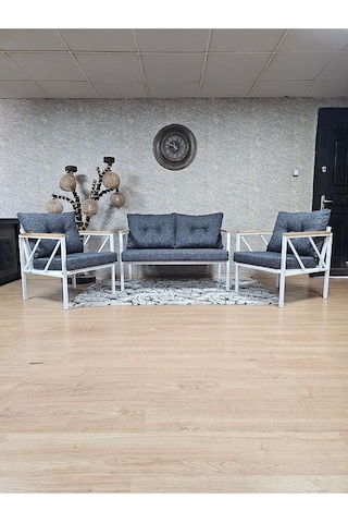 Beyaz Boyalı Bahçe - Balkon - Mutfak Çay Seti Takımı Bahçe Koltuk Çok Renkli