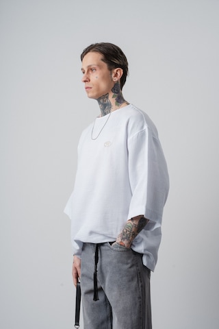 Respire Erkek R Nakışlı Fakir Kol Müslin Oversize T-shirt Beyaz