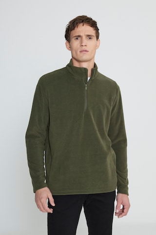 Anti-pilling Tüylenme Yapmayan Standart Fit Bato Yaka Soğuk Geçirmez Sweatshirt Polar Haki