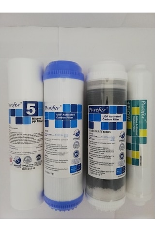 Purefer Açık Kasa Su Arıtma Cihazı Çift Carbonlu 4 Lü Set