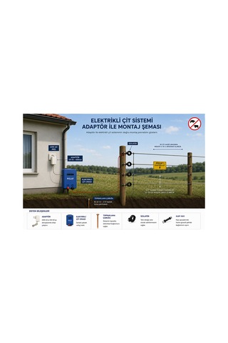 Polat 220v Adaptörlü Eko 1000 Metre 10-15 Dönüm Elektrikli Çit