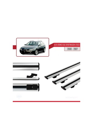Alfa Romeo 156 Sportwagon T932 2000-2007 Arası İle Uyumlu Basic Model Ara Atkı Tavan Barı Gri 3 Adet