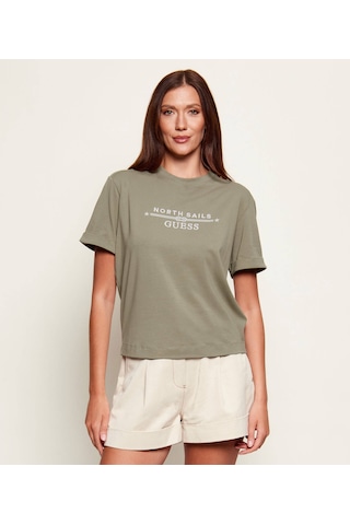 Guess W6gı03k2657 Xns Logo Tee Kadın Tişört Yeşil