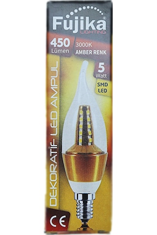 Fujika 5W 230V 3000K E14 Kıvrık Uçlu Led Buji Ampul