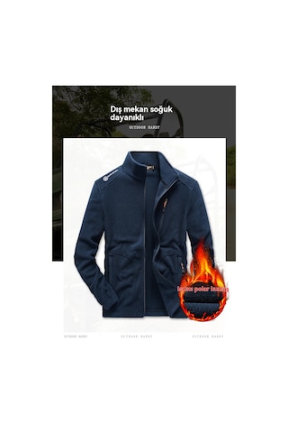 Sıcak Ve Kalın Polar Ceket, Bol Kesim Erkek Ceketi Mavi