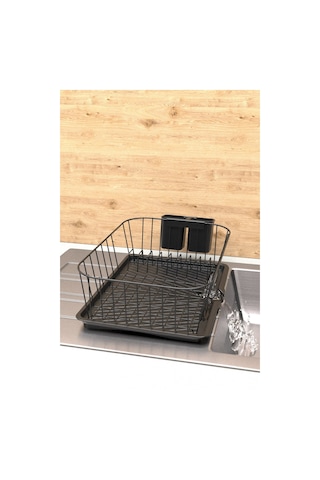 Teknotel Tek Katlı Bulaşıklık Tabaklık Oluklu Tepsi Mat Siyah Kb0 Mat Siyah