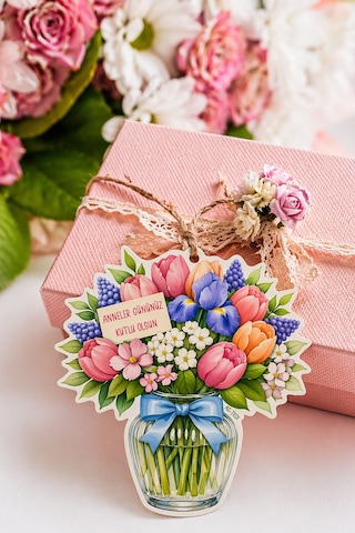 Anneler Günü Hediye Kartı 12 Adet 10x10 Cm Yazılabilir Mesaj Kartı Hediye Paketi İçin Çiçek Kart Çok Renkli
