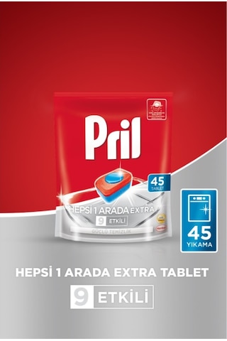 Pril Hepsi Bir Arada Extra Bulaşık Makinesi Deterjanı 45 Tablet