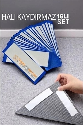 Halı Kaydırmaz - Halı Kilim Yolluk Kayma Önleyici Yapışkan 16 Lı Set Çok Renkli