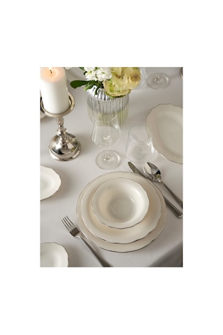 Bella Maison Victoria Porselen 48 Parça 12 Kişilik Yemek Takımı Silver Silver