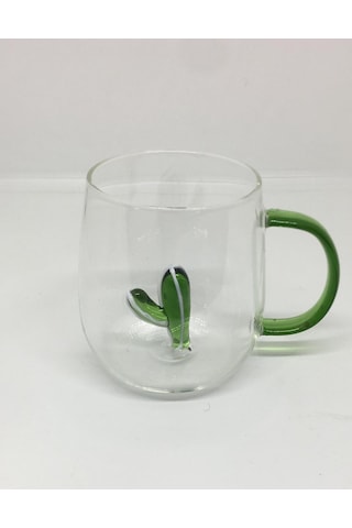 Lebron Kupa Cam Bardak Içi Cam Figürlü Yeşil Kaktüs