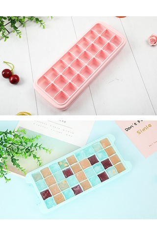 Vkemall Mutfak Ve Bar Kullanıma Uygun 24 Hücreli Kapaklı Silikon Buzluk - Mavi Güvenli Silikon+pp Malzeme Çok Renkli