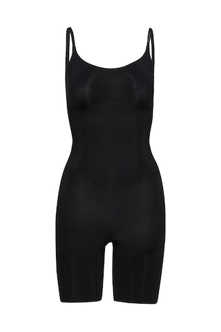 Kadın Mid Thigh Siyah Bodysuit-12758 Siyah