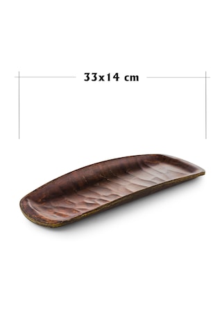 Rölyefli Hibrit Ahşap Köş. Kayık 33x14 Cm 2 Adet Kahverengi